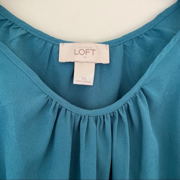 LOFT Aqua Teal Blue Spaghetti Strap Tank Top - Picture 3 of 5